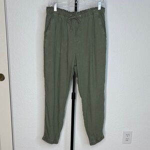 Women's Linen Blend Jogger Pant with Drawstring Waist | Olive